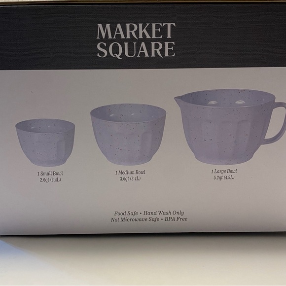 3 Melamine Mixing Bowl Set Nesting Market Square Lightweight NIB - Picture 3 of 6